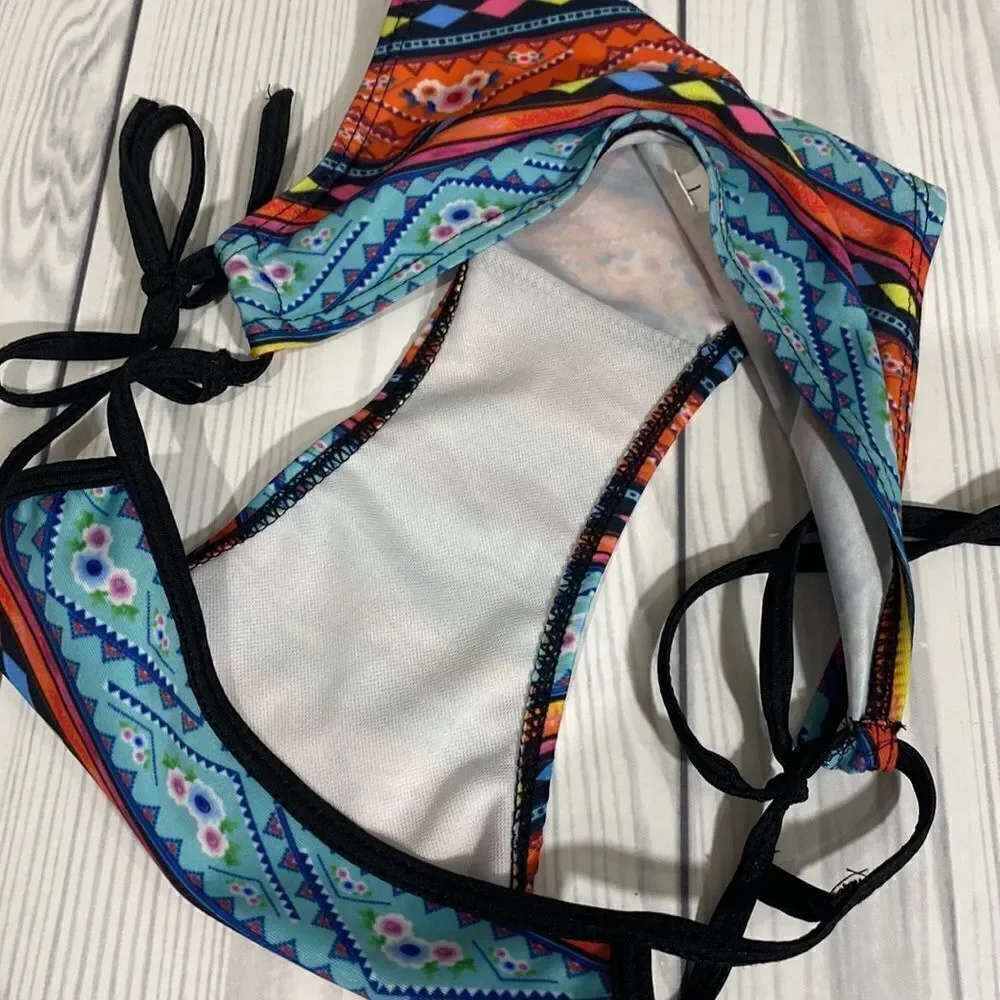 Aztec Style Print Bikini Swimwear Size Small